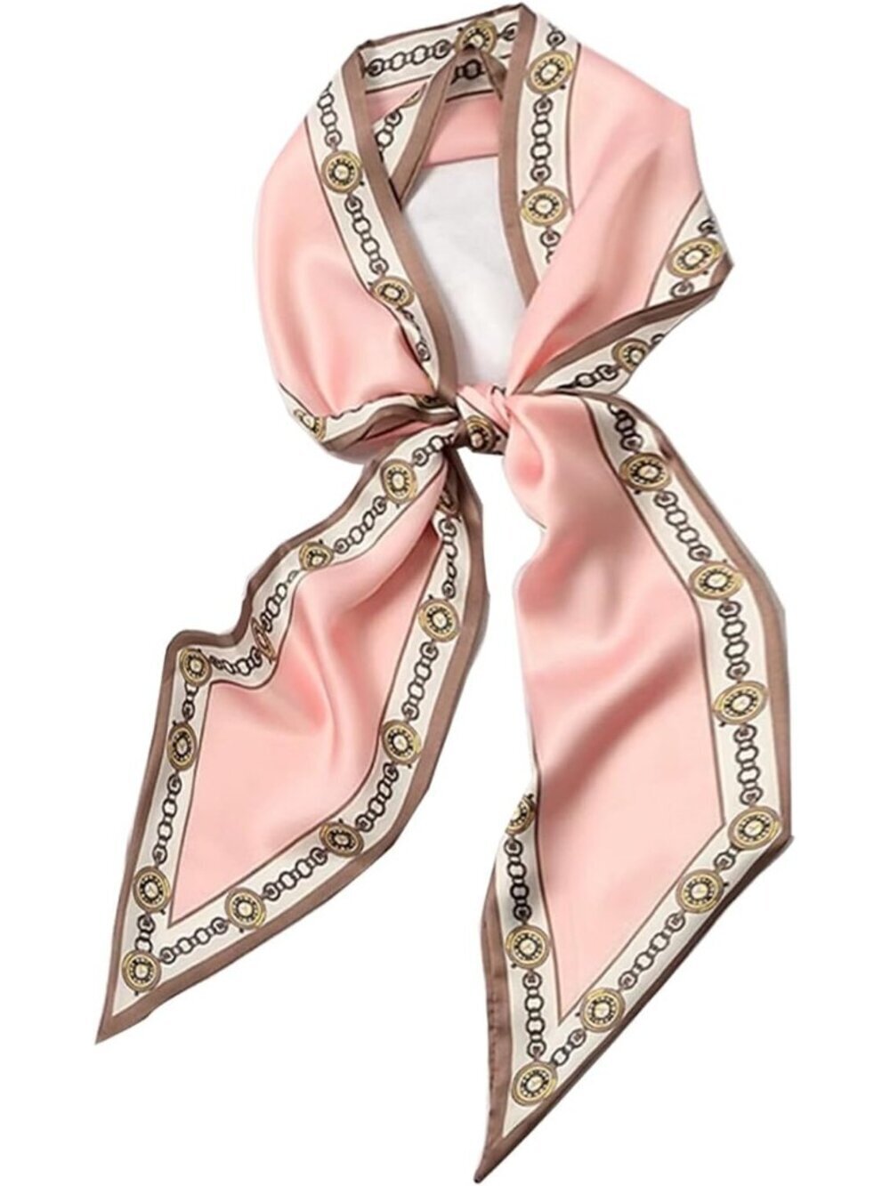Women's Pink Brown Chain Border Elegant Oblique Angle Scarves Bag Scrafs